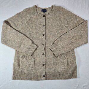 Pendleton Wool Cardigan Womans Large Sweater Beige Button Front Pockets